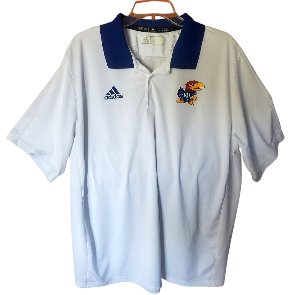 Adidas NCAA UNIVERSITY OF KANSAS KU JAYHAWKS Men's Polo Shirt Sz XL